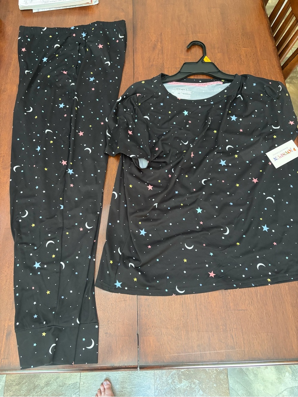 Ladies  Black Star & Moon Pajama Set -